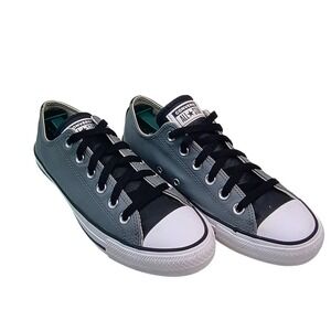 Converse Chuck Taylor All Star Low Top Grey Black Leather Sneakers Womens 8.5